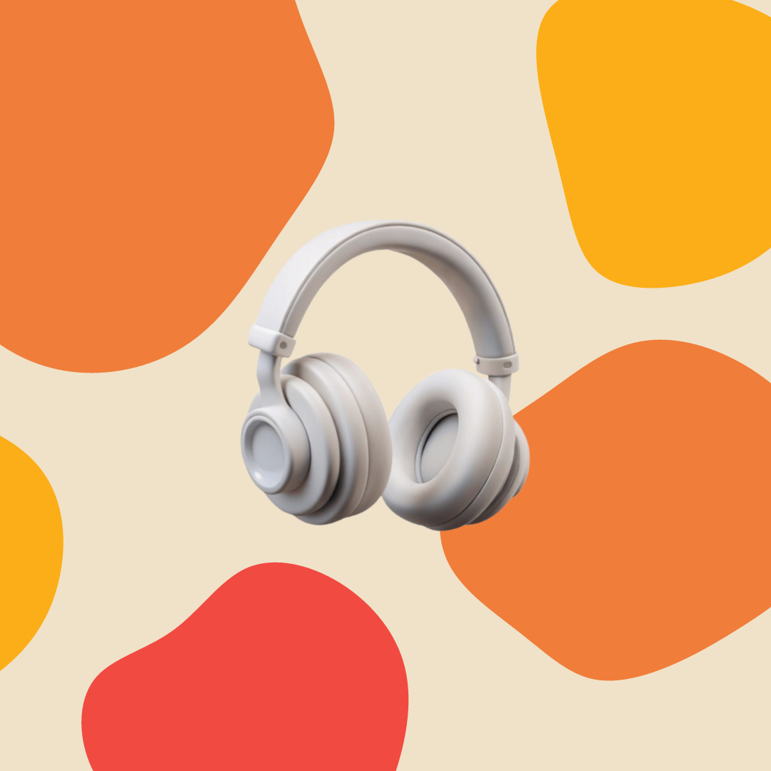 Cassetta headphones on the brand's warm blob pattern